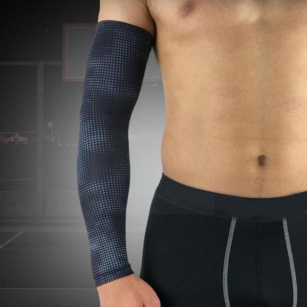 elbow & knee pads men's compression support sleeve arm lengthened breathable quick-drying sports gear sunscreen prote h6a0, Black;gray